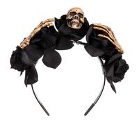 Erice Diadema de calavera, diademas de Halloween para mujer, la banda de calavera floral está hecha de tela de poliéster inodoro que es duradera y resistente a la decoloración, diademas de Halloween