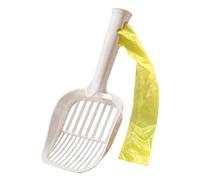 Erice Ltter - Cuchara de arena con listones anchos, la cuchara de estiércol para gatos está hecha de material de polipropileno grueso, cada rollo viene con 15 bolsas de basura, pala para excrementos