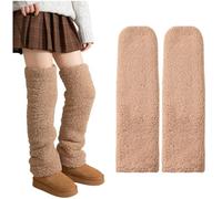 Ericetion Calcetines De Invierno para Mujer, hasta Rodilla, Sin Pies, De Forro Polar, Suaves Y Cálidos, Largos, con Mangas para Piernas.