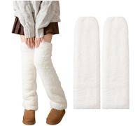 Ericetion Calcetines De Invierno para Mujer, hasta Rodilla, Sin Pies, De Forro Polar, Suaves Y Cálidos, Largos, con Mangas para Piernas.