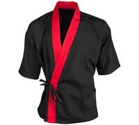 Ericetion Chaqueta De Chef De Sushi Negra De Manga 3/4, Cárdigan Tipo Kimono para Mujer Y Hombre, Uniforme De Chef Japonés, Patchwork Rojo.