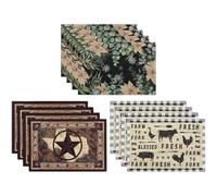 Ericetion Juego De 12 Manteles Individuales con Estampado Geométrico Floral, Manteles Individuales Decorativos Vintage, Manteles Individuales Resistentes Calor para Decoración De Cocina.