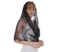 Ericetion Mujeres Lace Mantilla Iglesia Católica Capilla Velo De La Cabeza Formal Cubierta Bufanda Bordada Española para La Comunión De Masas Latinas