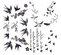 Ericetion Palticina De Tatuaje De Golondrina 5 Hojas Tatuajes Temporales Impermeables Tatuadores Extraíbles De Tatuaje para Adultos Tatuaje De Arte para El Cuerpo para El Brazo