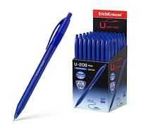 Erich Krause Bolígrafo retráctil de 0,3 mm, paquete de 50 unidades, color azul, escritura fácil y suave, forma delgada y transparente, Kullis & Desktop Accesorios - U-208 Original