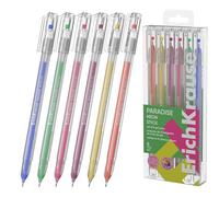 Erich Krause Bolígrafos de gel Paradise Neon 0,5 mm, paquete de 6 unidades, escritura simple y suave, forma delgada, bolígrafo de gel para la escuela y suministros de oficina, no lubricante