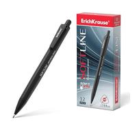Erich Krause ErichKrause Portaminas HB 0,9 mm con goma de borrar, 12 unidades, lápiz negro para oficina, escuela y hobby, lápiz para dibujar, dibujar, escribir