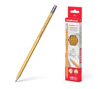 Erich Krause Lápices ErichKrause HB con goma de borrar amarillo, paquete de 12 lápices de grafito para oficina, escuela y hobby