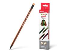 Erich Krause Lápices HB con goma de borrar triangular, 12 unidades, lápiz de grafito ergonómico para oficina, escuela y hobby