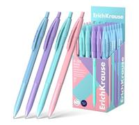 Erich Krause R-301 Matic - Juego de 50 bolígrafos retráctiles (0,35 mm, escritura fácil y suave, forma delgada, accesorios de escritorio, R-301 Matic Pastel multicolor