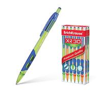 ErichKrause bolígrafo retráctil de 0,35 mm, juego de 12 bolígrafos de forma delgada y accesorios de escritorio azules de escritura fácil y suave con agarre de goma XR-30 Spring