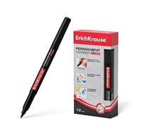 ErichKrause Rotulador permanente P-100 resistente al agua 0,5 - 1,2 mm, negro, 12 unidades, rotuladores fineliner para escribir y marcar, rotulador para cartón, cristal, plástico, porcelana, cerámica,