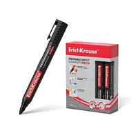 ErichKrause Rotulador permanente P-400 resistente al agua 0,8 - 2,2 mm negro, 12 unidades, rotuladores para escribir y marcar, rotulador para cartón, cristal, plástico, porcelana, cerámica, madera