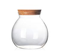 ericotry 1 UNIDS Frasco de Vidrio Redondo Vacío con Tapón de Corcho Botella Ecológica Pequeña Bola Musgo Recipiente de Bricolaje para Té Café Especias Dulces Decoración del Hogar (500ml/17oz)