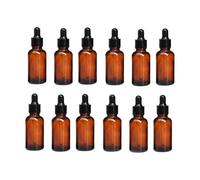 ericotry 12 botellas vacías de vidrio ámbar rellenables para aceites esenciales de 20 ml con cuentagotas de vidrio para aceites esenciales y otros líquidos, paquete de 12 unidades