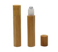 ericotry 2 botellas de bambú vacías, de 15 ml, con rodillo de acero inoxidable, para aceites esenciales, perfumes y bálsamos labiales.