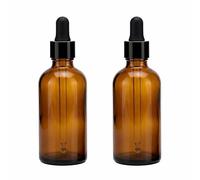 ericotry 2 botellas de vidrio vacías de 100 ml con cuentagotas de vidrio ámbar con cuentagotas de vidrio para fórmulas de aceites esenciales, cosméticos, perfumes y otros líquidos