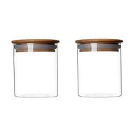 Ericotry 2 tarros de almacenamiento de alimentos de vidrio con tapa de bambú, organizador hermético para harina, café, té, especias, azúcar y caramelo (200 ml/6,67 onzas)