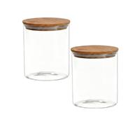 ericotry 200ml Tarro de cristal transparente para almacenamiento de alimentos con tapas herméticas de madera herméticas, contenedores de almacenamiento herméticos