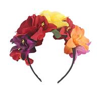 ericotry Diadema floral Bohemia de Halloween, corona de flores de rosa, banda mexicana para el pelo, disfraz de fiesta, corona para cosplay