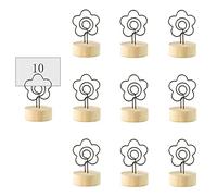 Ericrise 10 piezas Soportes Tocón con Clip Metal, Retro de Madera Vertical Titular de la Foto Soporte de Madera para Notas Soporte para Tarjetas de Números Soporte para Mesa de Boda Nombre