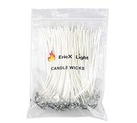 EricX Light 100 mechas naturales para velas, bajo humo, 15,24 cm, preenceradas y núcleo de algodón 100% natural, para hacer velas, bricolaje
