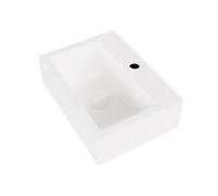 Eridanus Fregadero de baño de pared con rebosadero, lavabo rectangular de porcelana vítrea en blanco brillante, lavabo compacto de cerámica para tocador de guardarropa, 430 x 310 x 130 mm