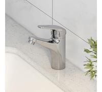 Eridanus Grifo mezclador para lavabo y baño, incluye mangueras de conexión, diseño clásico, 140 x 135 x 45 mm, de metal cromado con cartucho de cerámica