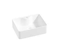 Eridanus Lavabo cuadrado de cerámica para el baño, lavabo cuadrado contemporáneo de cerámica sanitaria para mueble bajo lavabo, blanco brillante - 400 x 300 x 130 mm