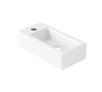 Eridanus Lavabo de baño, Lavabo suspendido Cuenco rectangular de cerámica blanca que ahorra espacio, grifo a la IZQUIERDA para gabinete de tocador, guardarropa, inodoro, lavabo moderno sobre encimera