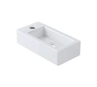 Eridanus Lavabo de baño, para colgar en la pared, ahorra espacio, rectangular de cerámica blanca, grifo izquierdo para lavabo, armario, inodoro, moderno lavabo pequeño (solo lavabo)
