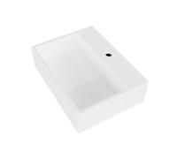 Eridanus Lavabo de cerámica colgante, lavamanos rectangular de porcelana vítrea en blanco brillante, lavabo de cerámica para muebles de tocador, 490 x 360 x 135 mm