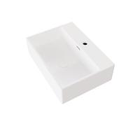 Eridanus Lavabo de cerámica, color blanco brillante, rectangular, para montaje sobre encimera, lavabo cuadrado de vidrio y porcelana, para lavamanos, fregadero, 520 x 380 x 150 mm