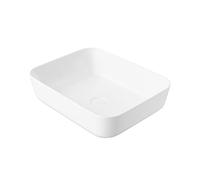 Eridanus Lavabo de encimera rectangular, lavabo cuadrado de cerámica para baño, recipiente para WC, armario, lavabo, blanco brillante - 500 x 390 x 140 mm