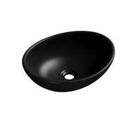 Eridanus Lavabo ovalado para encimera, moderno cuenco ovalado de cerámica para baño, lavabo para lavabo, guardarropa, mueble de tocador, negro mate, 400 x 330 x 145 mm