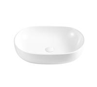 Eridanus Lavabo Ovalado sobre Encimera de Cerámica, para Guardarropa, Tocador, Blanco Brillo - 600 x 400 x 150 mm