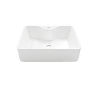 Eridanus Lavabo rectangular de cerámica con orificio para grifo, lavabo de sobremesa, lavabo de china vítrea para baño, encimera, brillo blanco - 490 x 370 x 140 mm