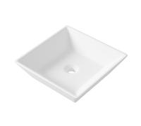 Eridanus Lavabo rectangular de cerámica para encimera de baño, lavabo cuadrado de porcelana vítrea para lavabo, armario, mueble de tocador, color blanco brillante, 415 x 415 x 120 mm