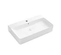 Eridanus Lavabo rectangular para baño, montado en la pared, lavabo de cerámica blanca brillante con desbordamiento, 710X