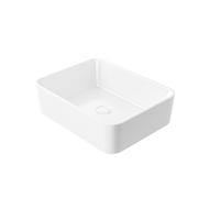 Eridanus Lavabo rectangular para encimera de baño, lavabo cuadrado de cerámica, lavabo de porcelana vítrea para lavabo, tocador, blanco brillante - 480 x 370 x 135 mm