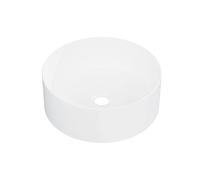 Eridanus Lavabo redondo de cerámica, porcelana vítrea, blanco brillante, para uso en encimera, lavabo redondo para tocador, 415 x 415 x 150 mm