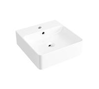Eridanus Moderno lavabo rectangular flotante montado en la pared, cerámica blanca brillante