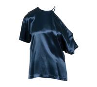 Erika Cavallini - Camisa de Satén Azul con Cuello Redondo - Tops - Mujer - Azul - L -