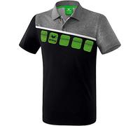 erima GmbH 1111904 Polo de Tenis, Unisex niños, Negro/Gris Jaspeado/Blanco, 152