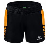 Erima Mujer Six Wings Pantalón Corto, Negro/New Orange, 40