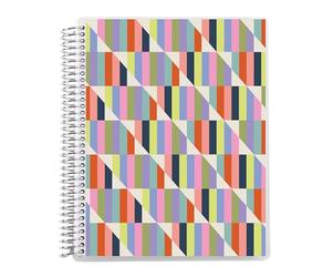 Erin Condren Cuaderno de espiral rayado de 8.5 x 11 pulgadas, diseño de rayas universitarias con papel de 80 libras, cubierta hipnótica, 160 páginas de cuaderno rayadas, bobina de platino, calcomanías