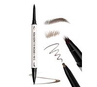 Erinde Lápiz Cejas Microblading 2 en 1, Lápiz de Ojos Doble Punta Resistente al Agua, Larga Duración 24 H, Acabado Natural Efecto Microblading, Delinea Cejas Naturales y Definidas #02 Marrón Oscuro
