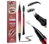 Erinde Lápiz de cejas 2 en 1 para microblading, punta curvada de precisión, resistente al agua y duradera, secado rápido y resistente a las manchas, para cejas naturales similares al cabello #01 negro