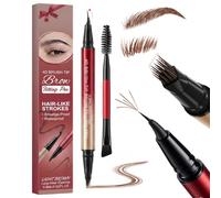Erinde Lápiz de cejas 2 en 1 para microblading, punta curvada de precisión, resistente al agua y duradera, secado rápido y resistente a las manchas, para cejas naturales similares al cabello #02