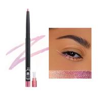 Erinde Lápiz de ojos rosa camaleón metálico brillante multicolor resistente al agua, lápiz de ojos multicromo brillante y duradero #02